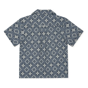 Les Deux - Camisa de algodón orgánico Lukas Arabesque | Azul