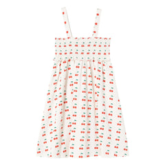 Tinycottons - Vestido de tirantes de algodón orgánico con estampado de cerezas | Blanco