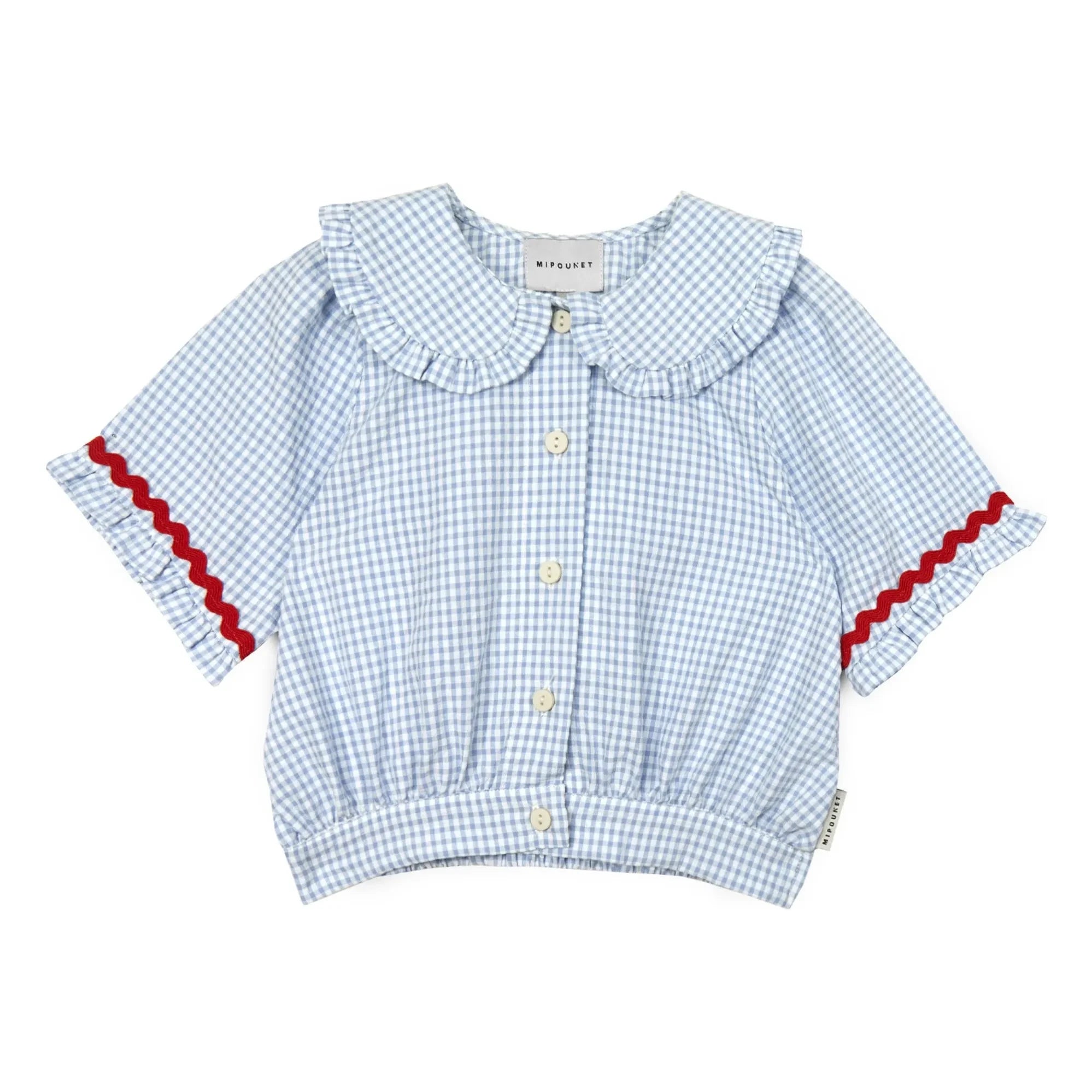 Mipounet - Blusa Claudine Yaka Sylvie Vichy | Azul Claro