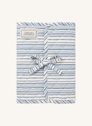 Editions Aimable - Funda de libro de salud Henriette | Popelín a rayas Azure
