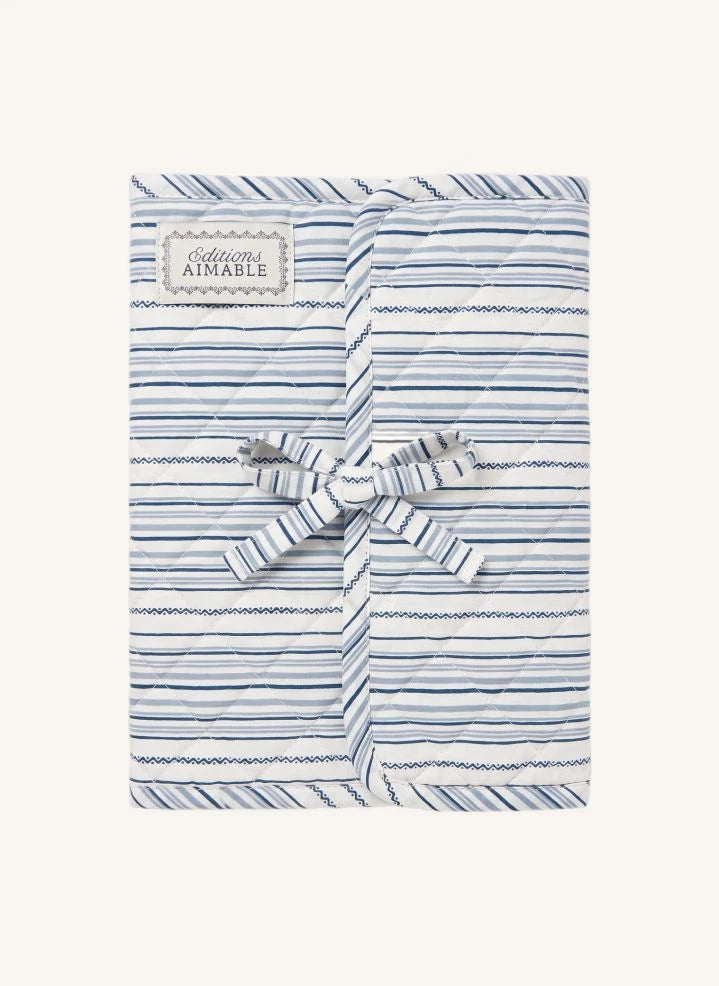 Editions Aimable - Funda de libro de salud Henriette | Popelín a rayas Azure