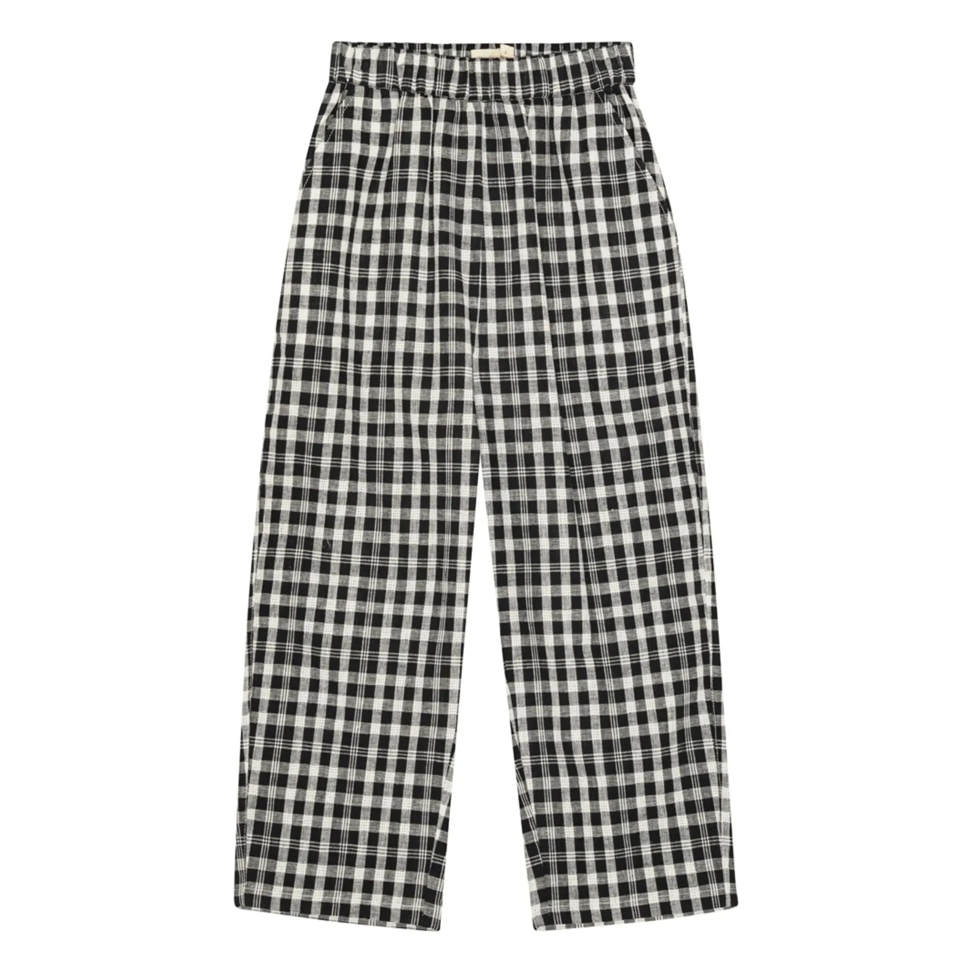 brunobruno nation - Dora pantalón a cuadros de algodón orgánico | Negro