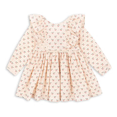 Konges Sløjd - Vestido de algodón orgánico Cianna Cherries | Rosa empolvado