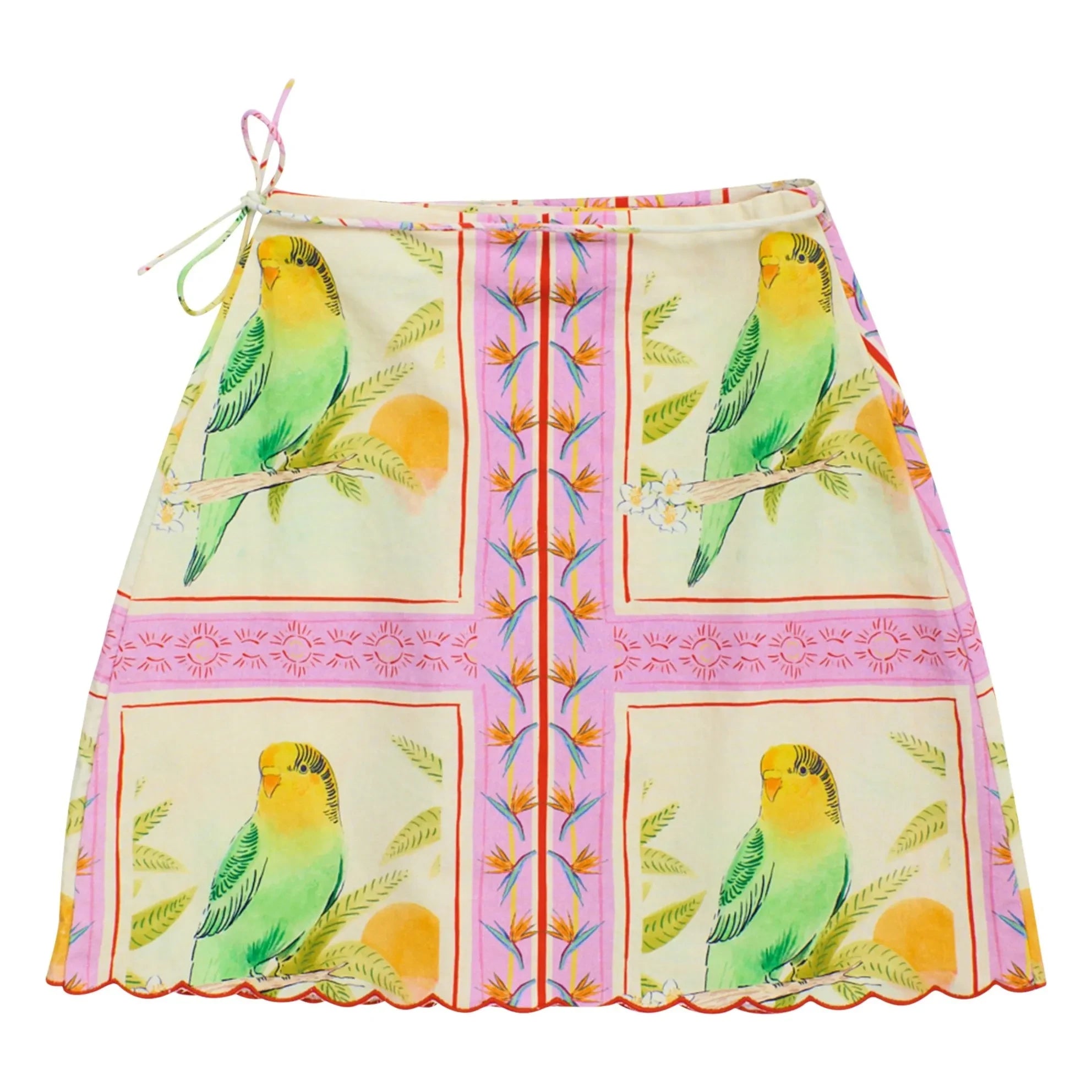 Maison Mangostan - Falda patchwork Birds | Rosa