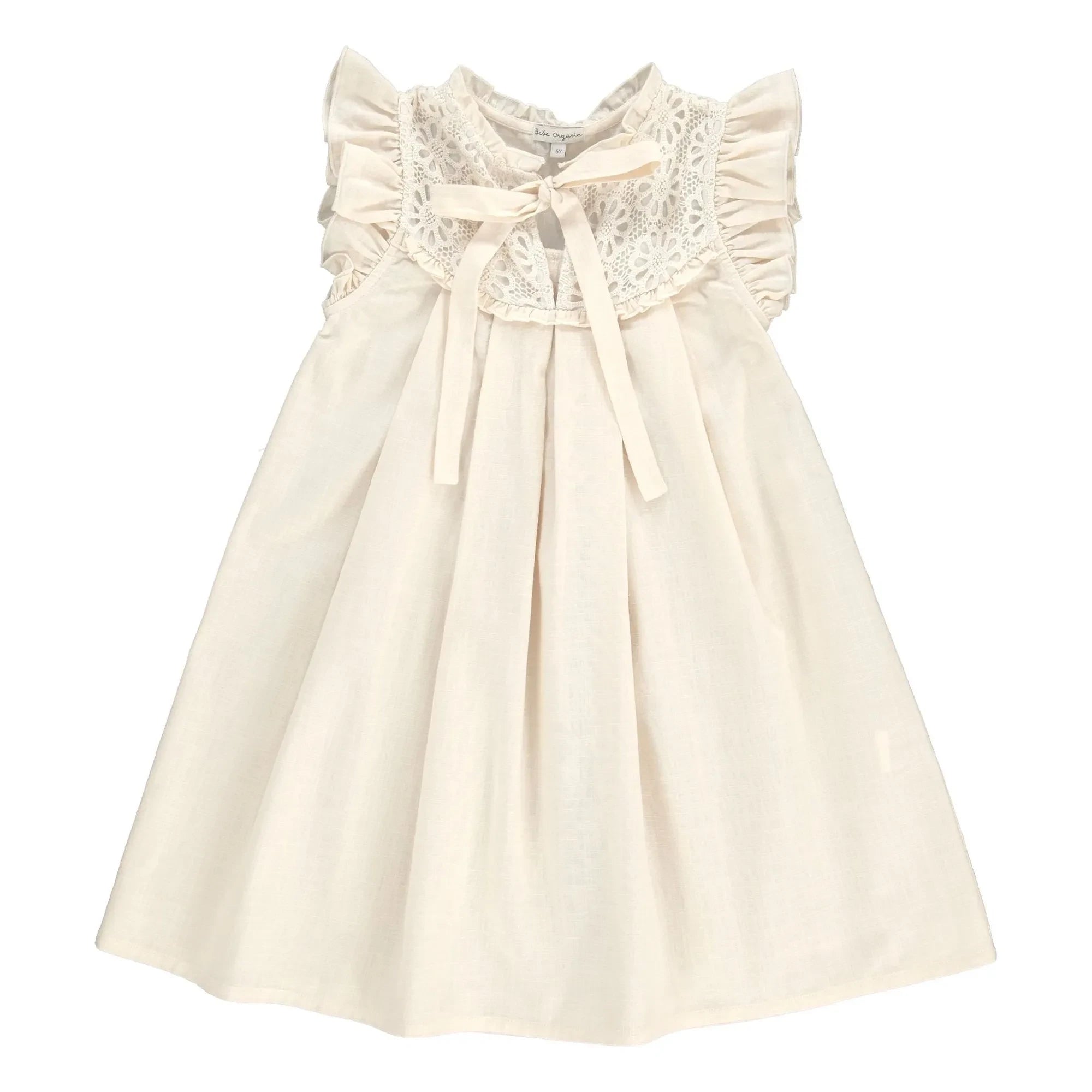 Bebe Organic - Vestido Jora con cuello de encaje | Amarillo pálido