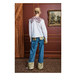 Alémais - Blusa bordada de popelina de algodón | Crema