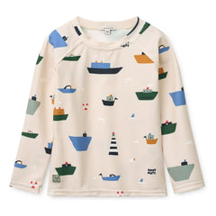Liewood - Camiseta anti-UV Noah Bateaux Fibras recicladas | Crudo