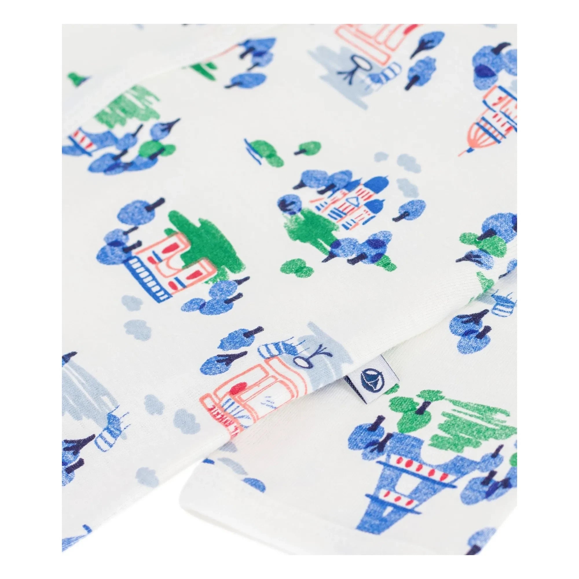 Petit Bateau - Pijama Torre Eiffel de algodón orgánico para dormir bien | Blanco
