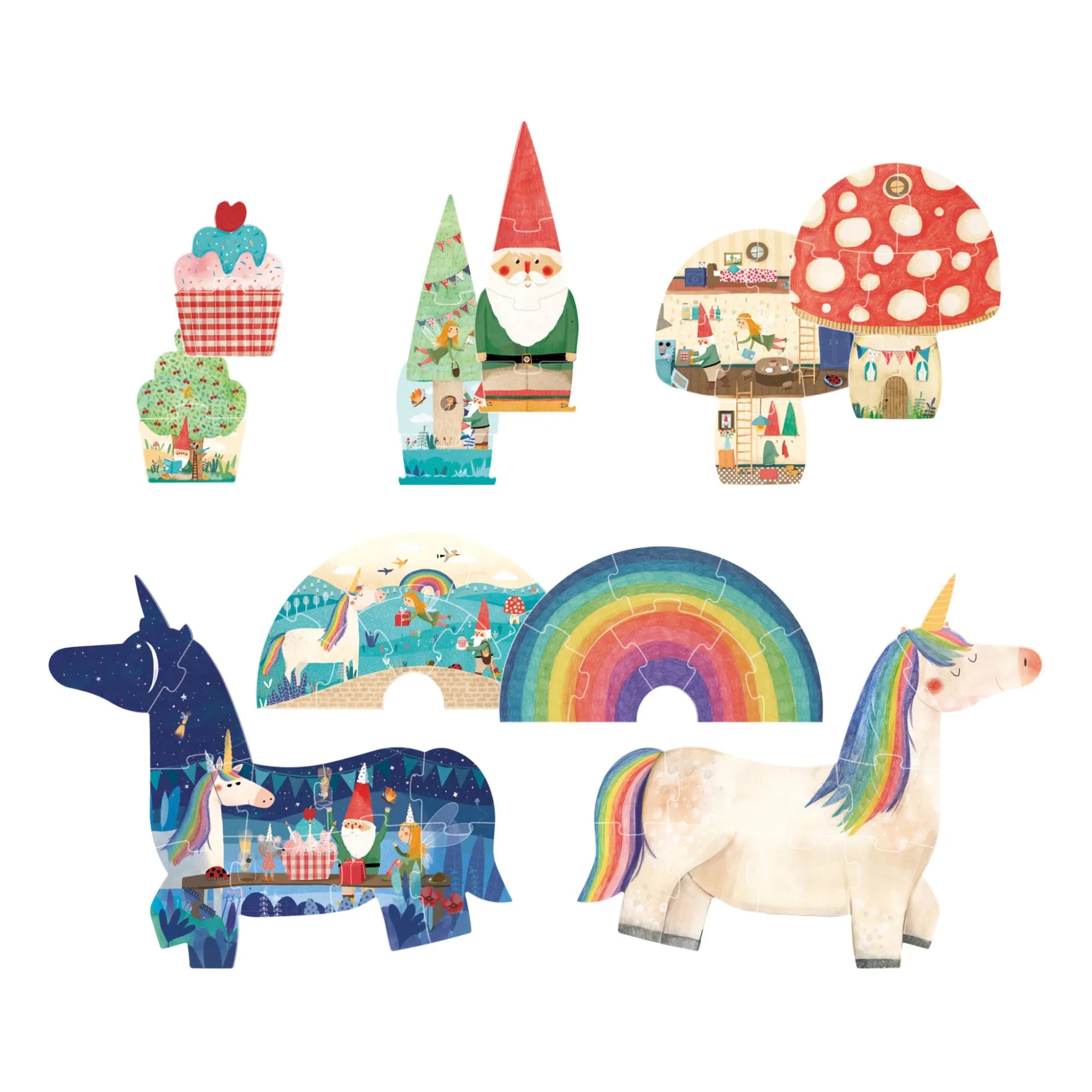 Londji - Rompecabezas de unicornios feliz cumpleaños - Set de 5 unidades
