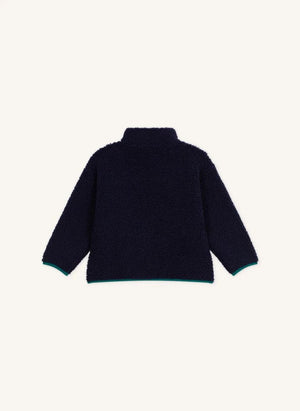Petit Bateau - Chaqueta sherpa color block Midnight azul