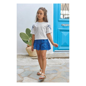 Tartine et Chocolat - Camiseta bordada con flores | Blanco