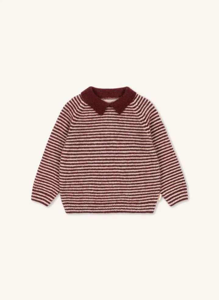 Konges Sløjd - Pipo de lana a rayas, jersey con cuello polo | Burdeos