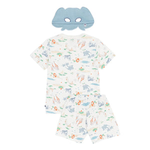 Petit Bateau - Conjunto de pijama corto y antifaz Savane de algodón orgánico | Blanco