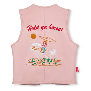 Fille Garçon - Hold Ya Horses Chaleco de Cuero Nappa Sin Mangas | Rosa Pálido