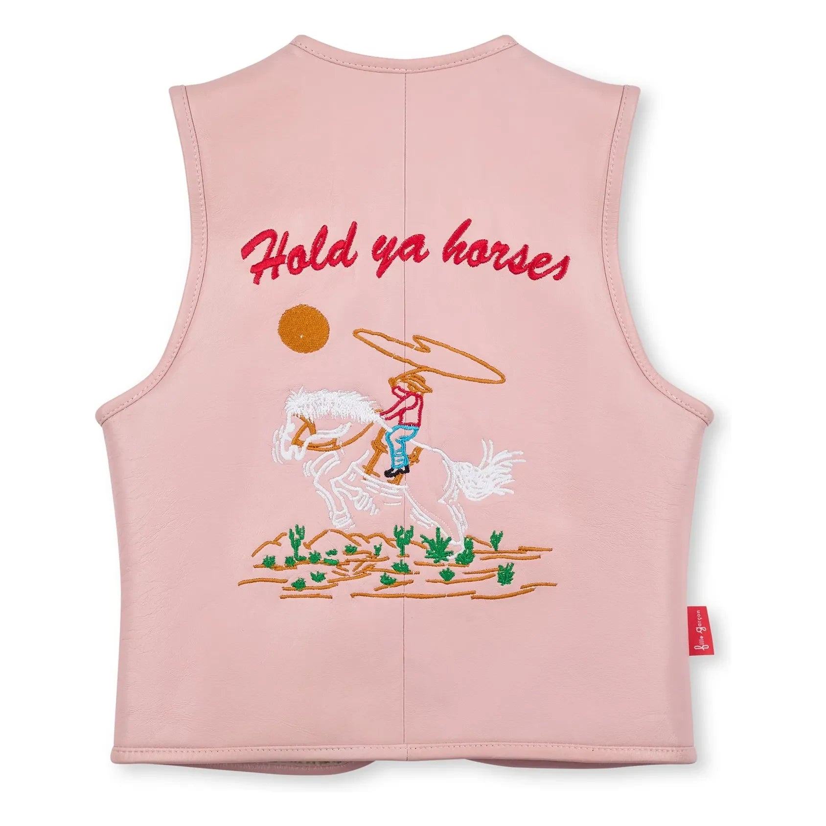 Fille Garçon - Hold Ya Horses Chaleco de Cuero Nappa Sin Mangas | Rosa Pálido