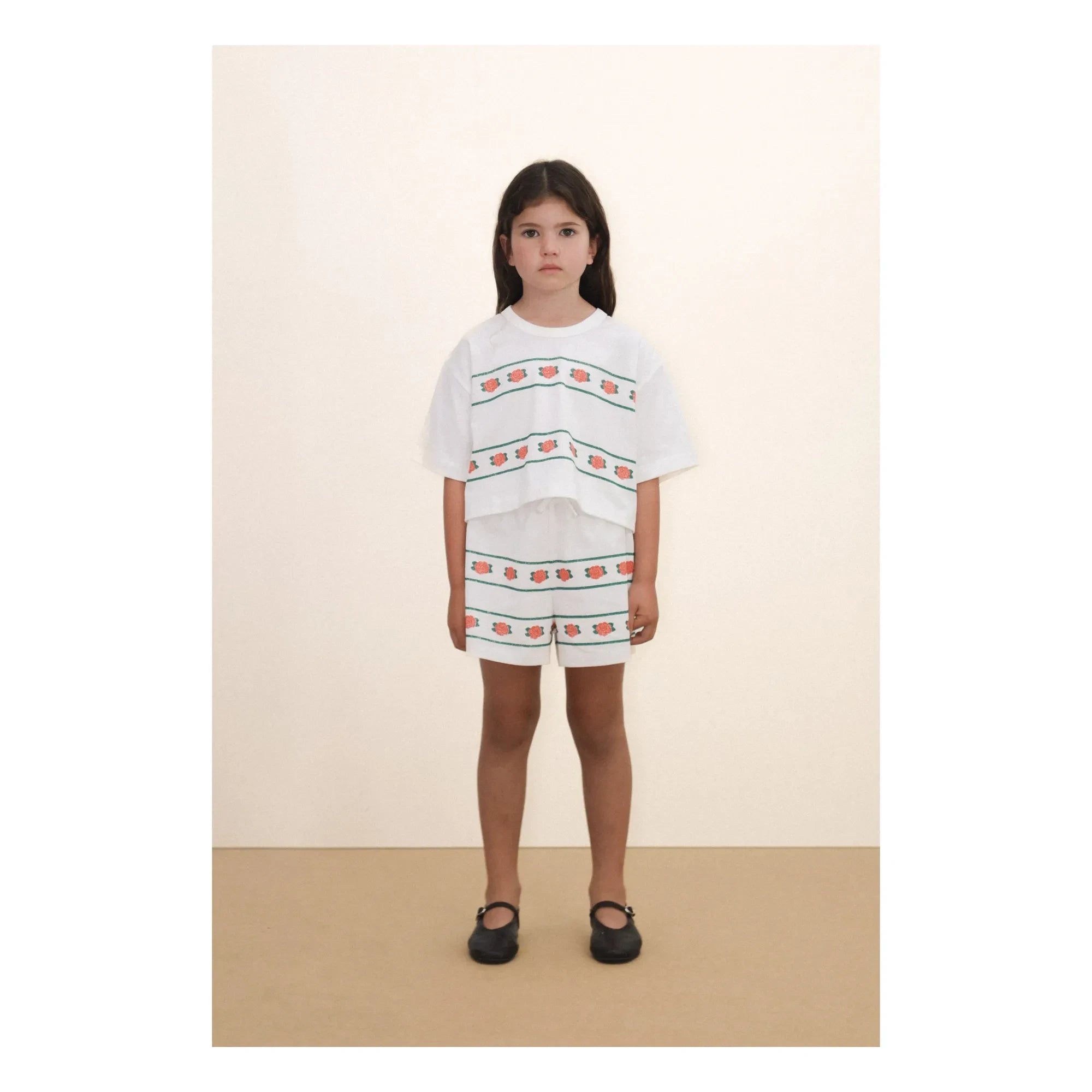Tinycottons - Camiseta corta de algodón orgánico con rosas | Blanco