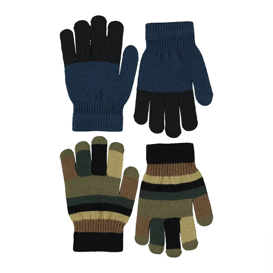 Molo - 2 pares de guantes Kei a rayas | Azul marino