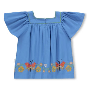 Molo - Rosalyn Butterfly top de algodón orgánico con volantes | Azul