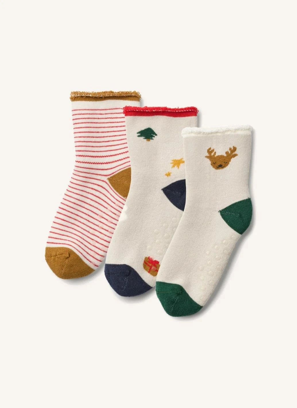 Liewood - Set de 3 pares de calcetines Eloy para Navidad | Ecru