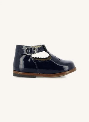 Tartine et Chocolat - Zapatos de bebé de piel charolada con lazo | Azul marino