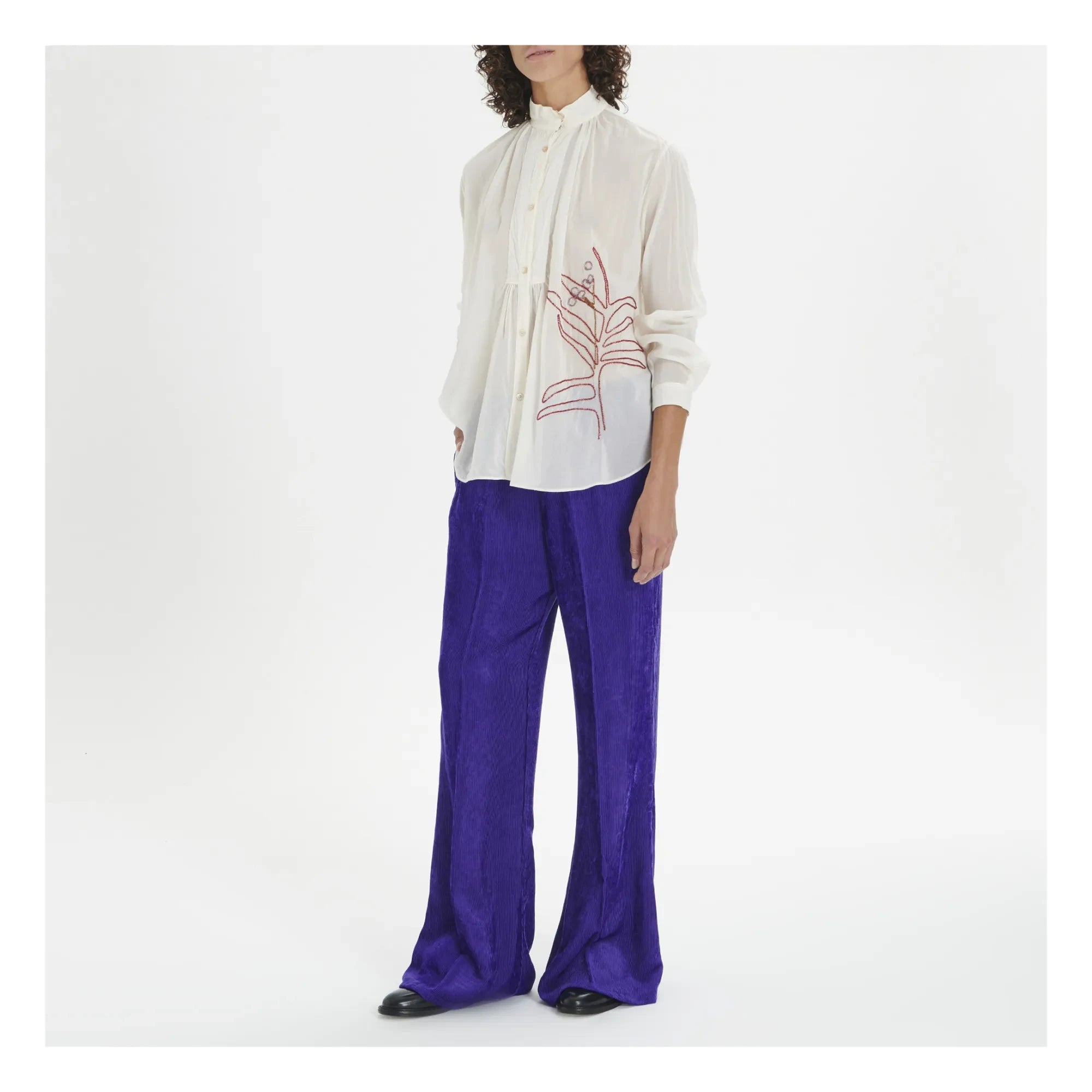 Forte Forte - Blusa bohemia de algodón y seda con bordado de volantes | Blanco