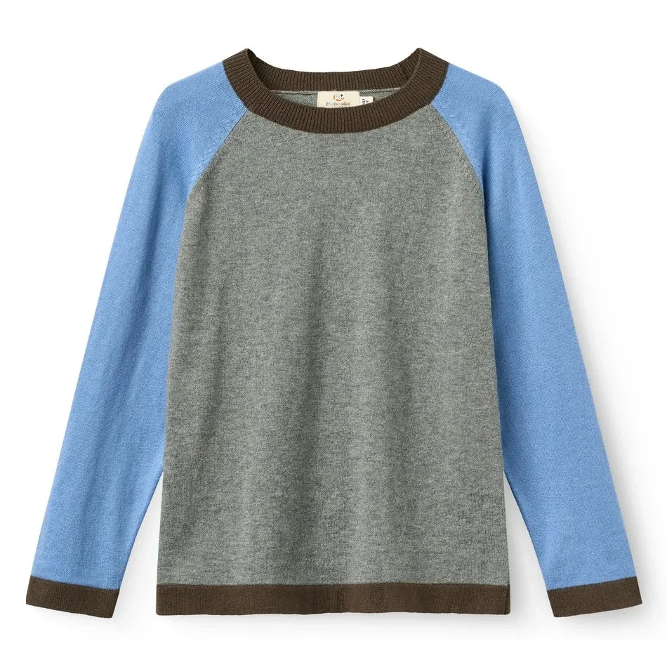 Copenhagen Colors - Jersey fino de punto con bloque de color en algodón orgánico y cachemira | Gris