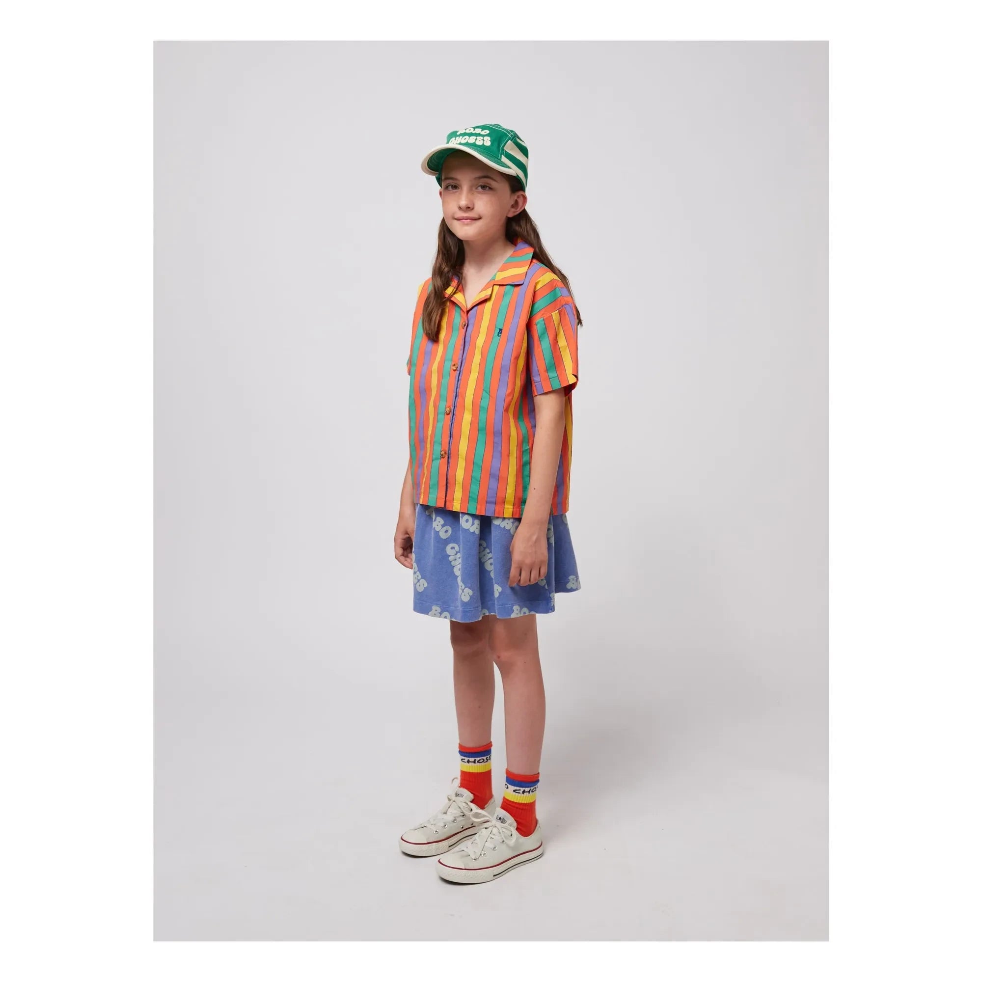 Bobo Choses - Falda de punto de algodón orgánico con relieve | Azul