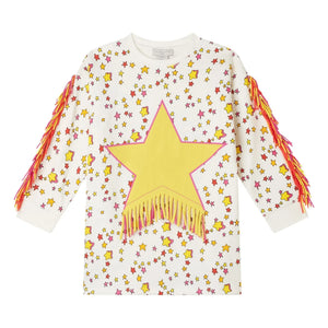 Stella McCartney Niños - Vestido de estrella con flecos | Crudo