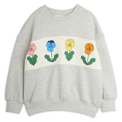 Mini Rodini - Organik pamuk çiçek sweatshirt | Gri melanj