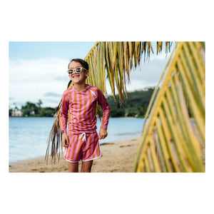 Beach & Bandits - Camiseta Rayas Aloha Anti-UV Fibras Recicladas | Rosa