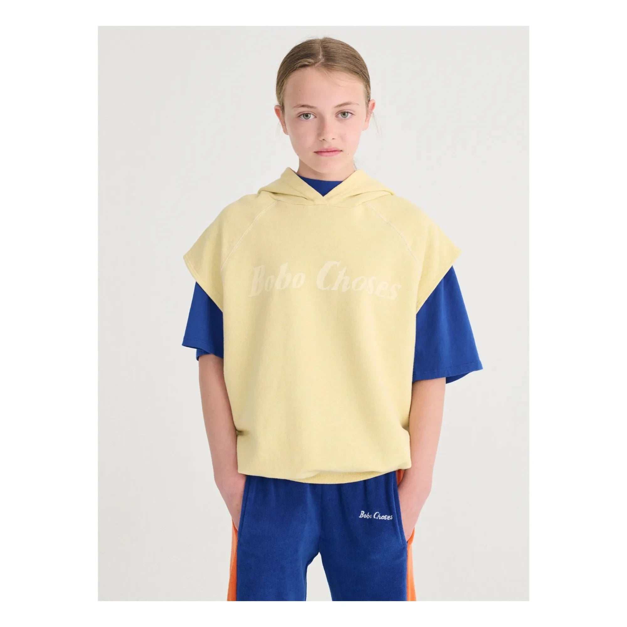 Bobo Choses - Bobo Choses Sudadera Amarilla Sin Mangas con Capucha de Algodón Orgánico