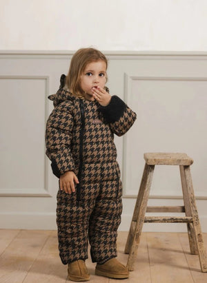 Töastie - Chaqueta Cloud Houndstooth Impermeable Hecha de Materiales Reciclados | Marrón