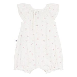 Petit Bateau - Pijama mono perforado con estampado floral | Blanco