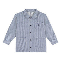 Petit Bateau - Chaqueta de trabajo de algodón orgánico a rayas | Azul