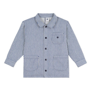 Petit Bateau - Chaqueta de trabajo de algodón orgánico a rayas | Azul