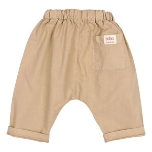 Búho - Pantalón de bebé de popelín de algodón orgánico | Beige