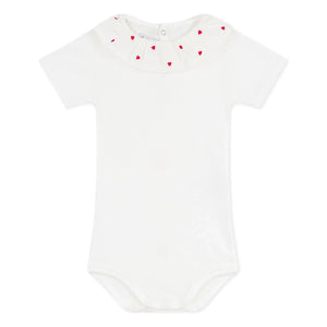 Petit Bateau - Body con cuello de algodón orgánico con corazón | Blanco