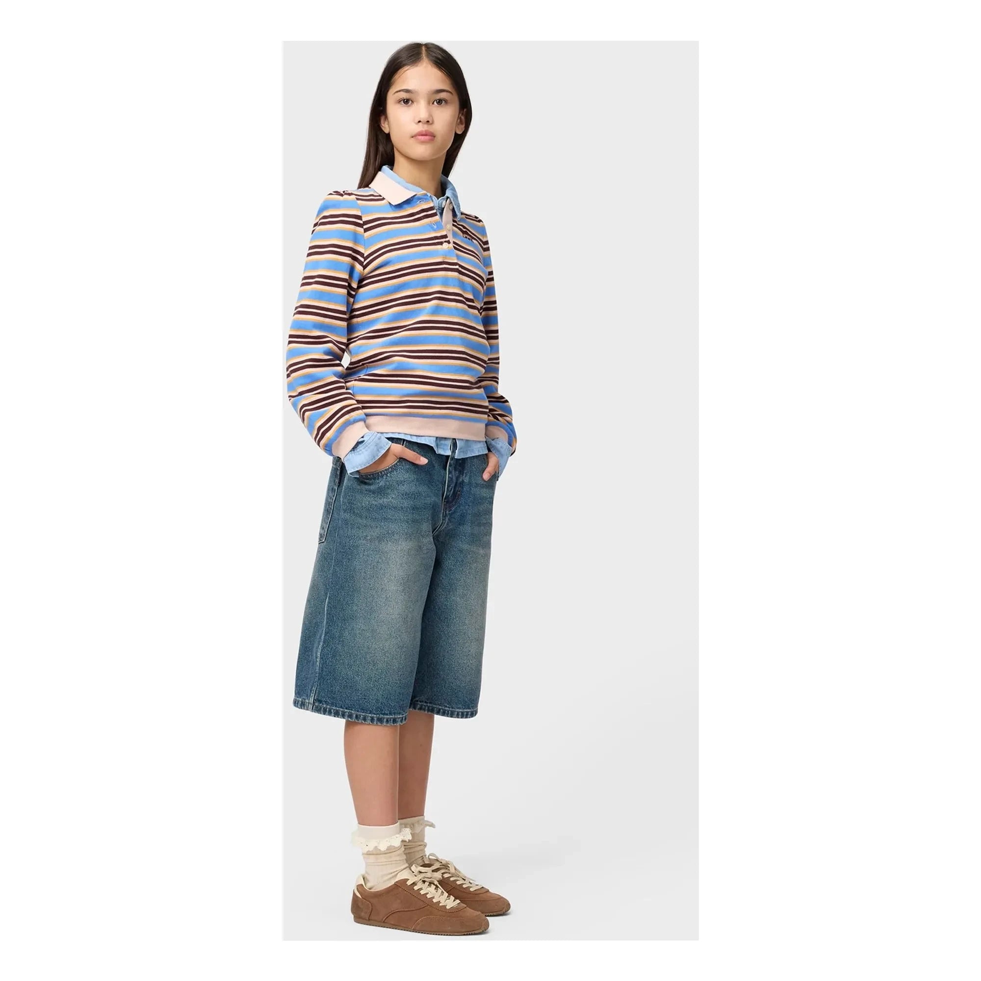 Molo - Polo de algodón orgánico con rayas Ravi | Azul claro