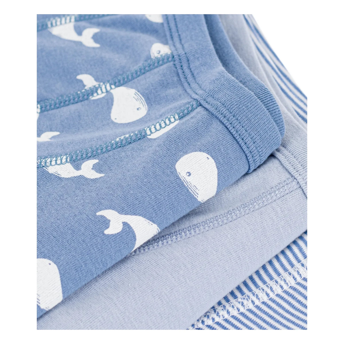 Petit Bateau - Bóxers de algodón orgánico con estampado de ballenas, pack de 3 | Azul