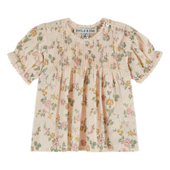 Emile et Ida - Blusa orgánica abullonada con volantes y estampado floral | Rosa pálido