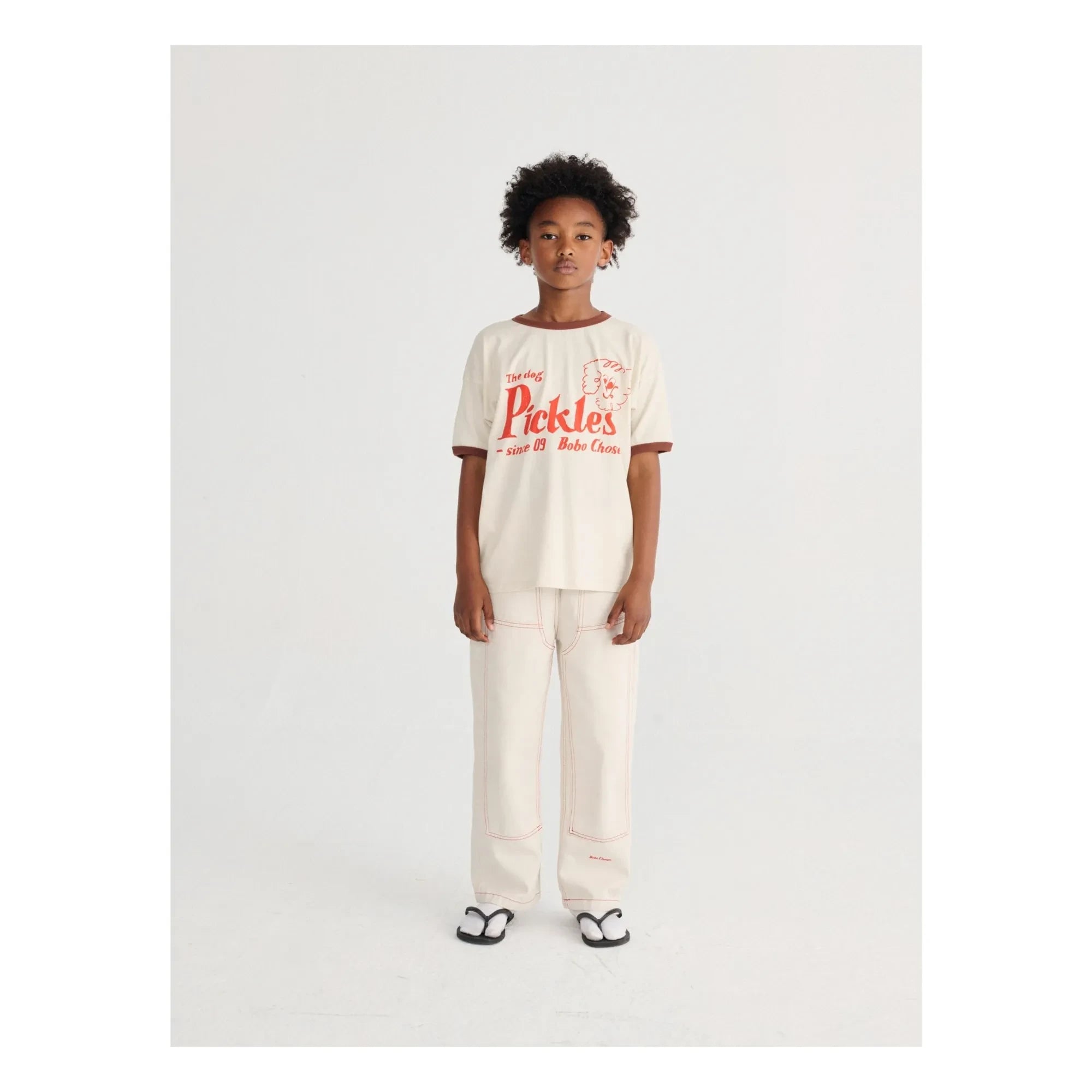 Bobo Choses - Pantalón de twill de algodón orgánico con paneles | Blanco