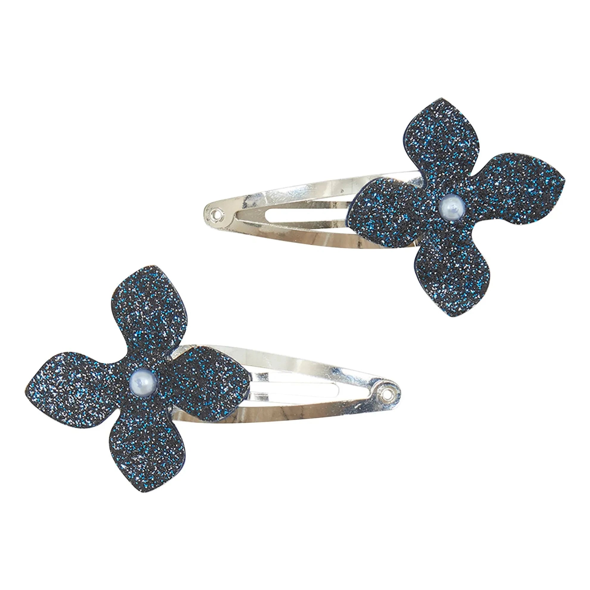 Tartine et Chocolat - Set de 2 pinzas para el pelo con flores brillantes | Azul marino