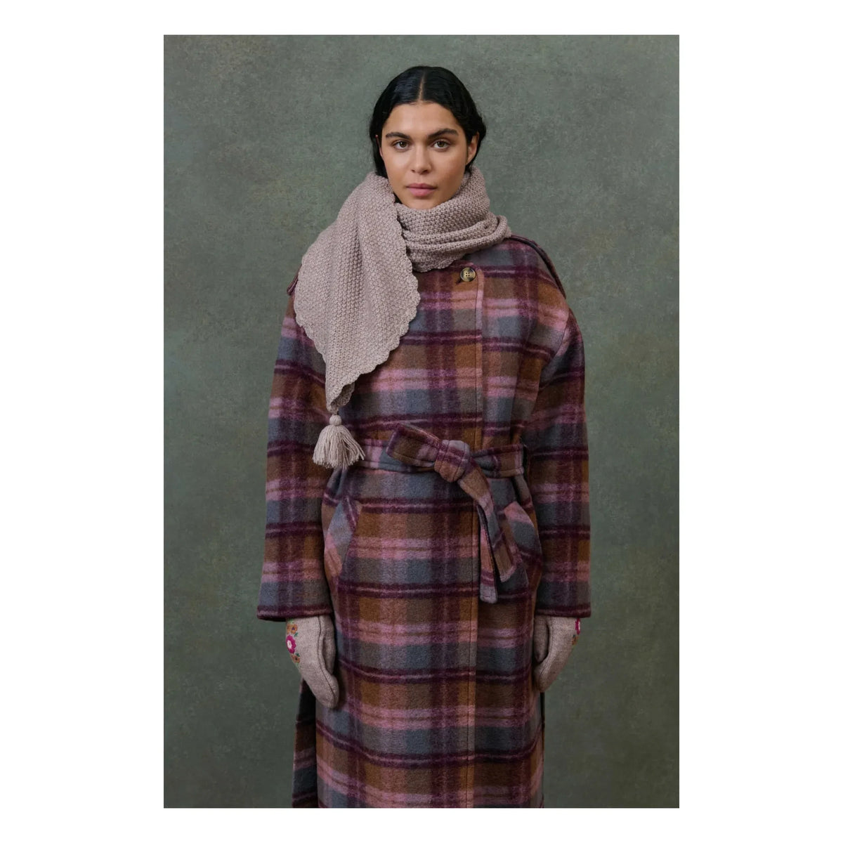 Louise Misha - Bufanda con pompones - Colección mujer | Beige