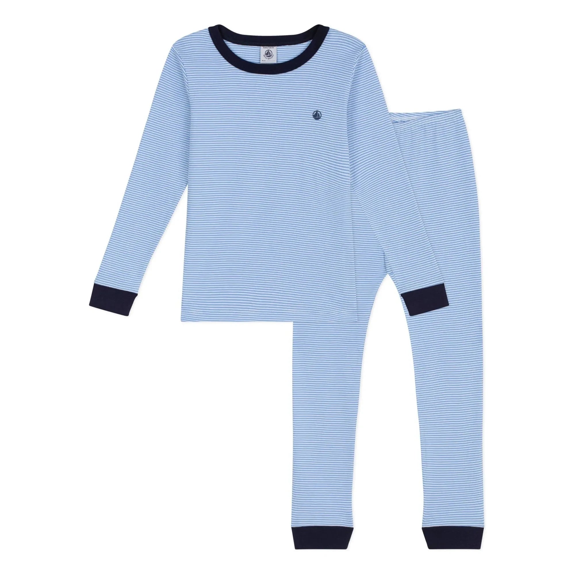 Petit Bateau - Pijama de algodón orgánico Milleraies de corte ajustado a rayas | Azul