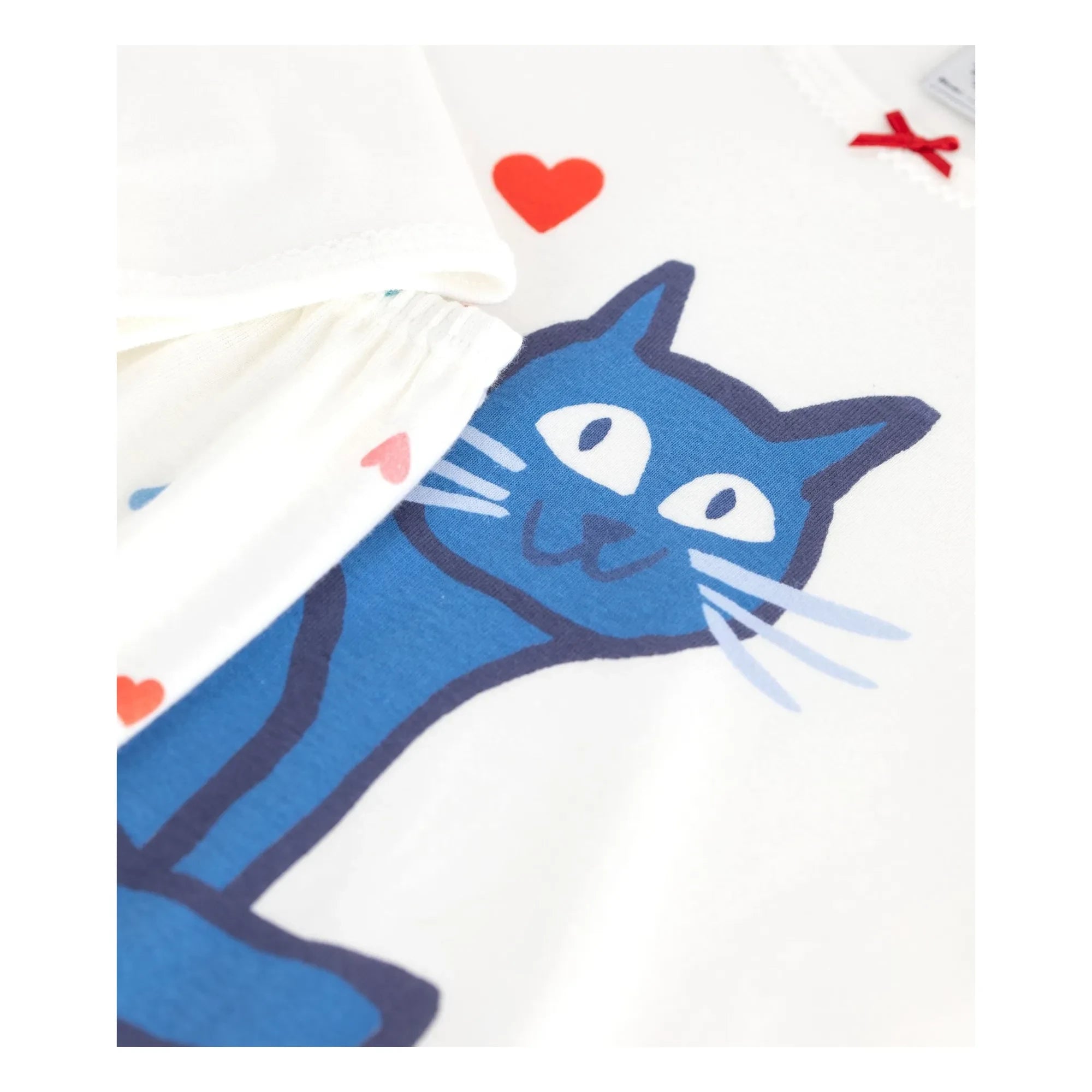 Petit Bateau - Pijama con estampado de gatos de algodón orgánico | Blanco