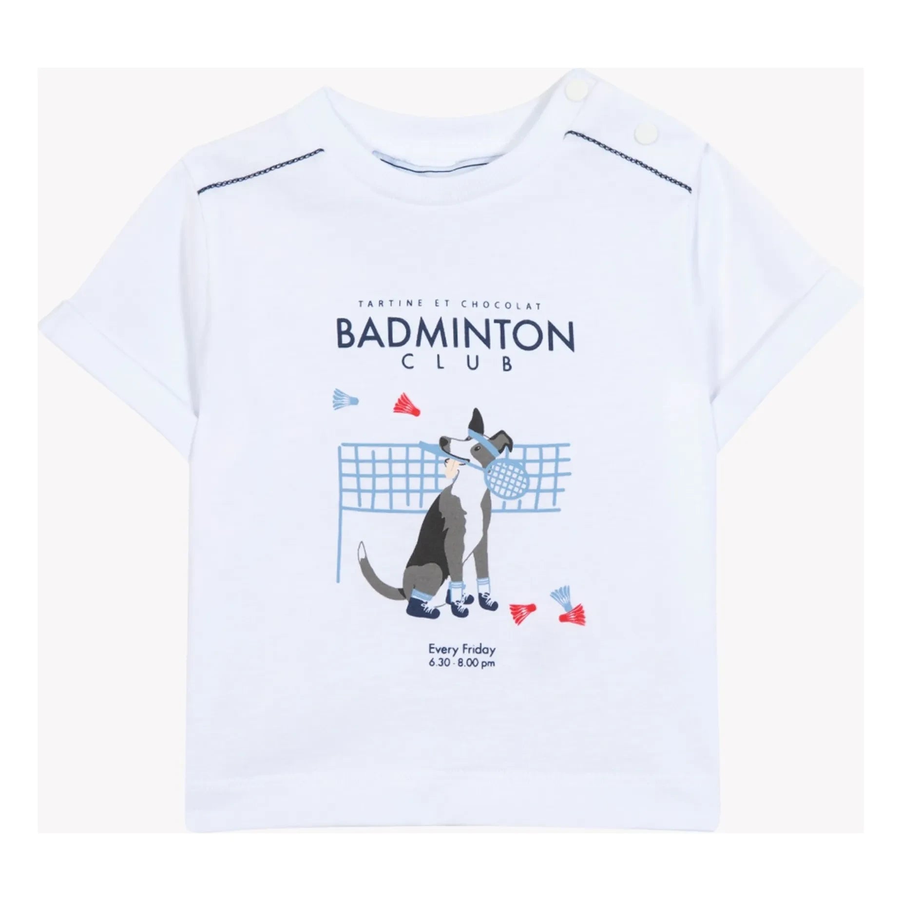 Tartine et Chocolat - Camiseta de perro Badminton Club | Blanco