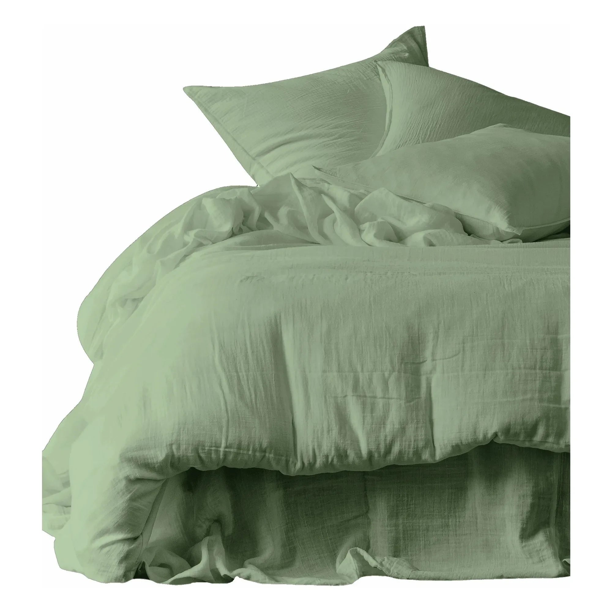 Haomy - Funda de almohada Dili de gasa de algodón verde almendra