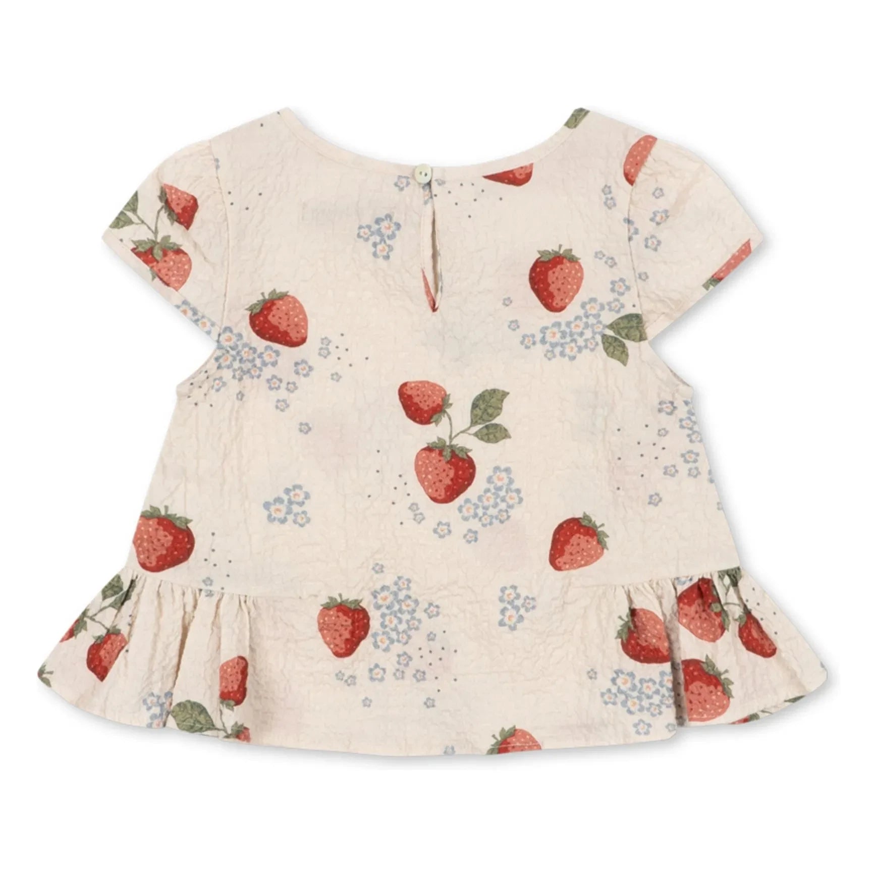 Konges Sløjd - Camiseta con volantes de algodón orgánico Ava Strawberry | Beige