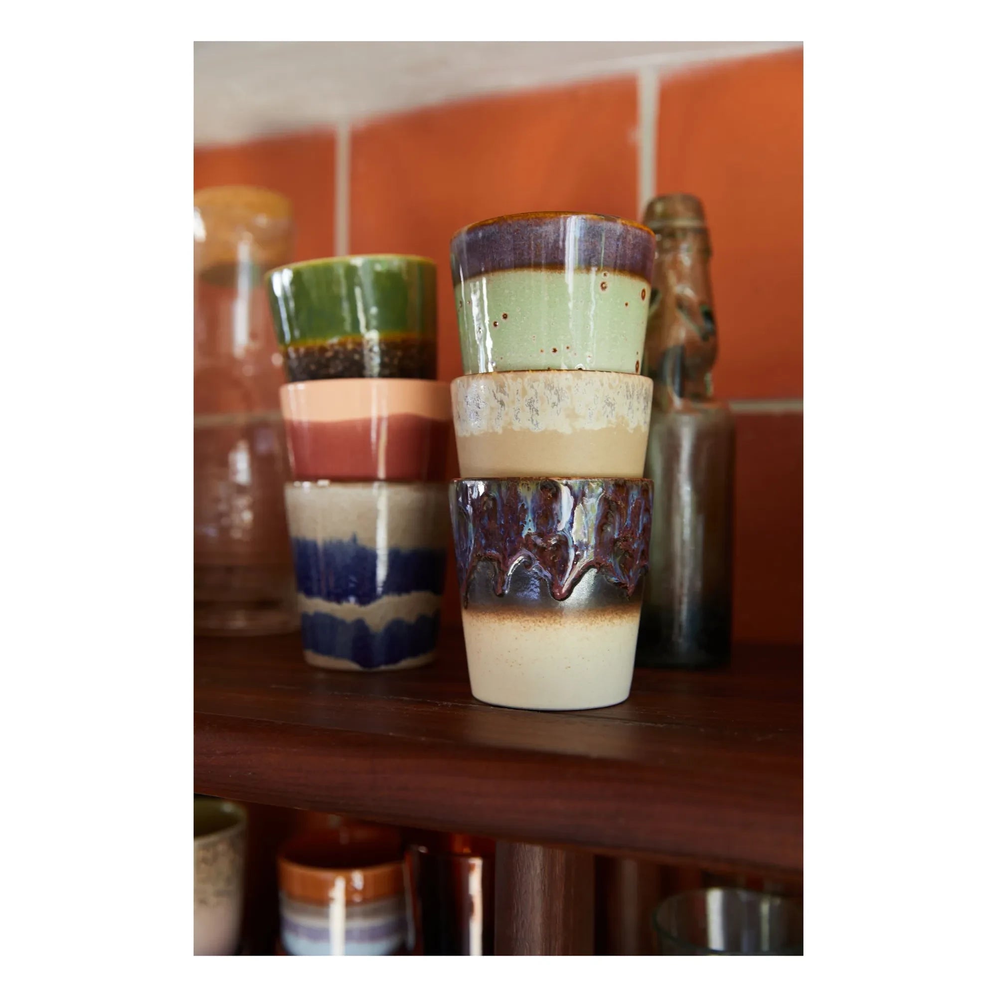 HKliving - Taza de cerámica de gres | Rojo ladrillo