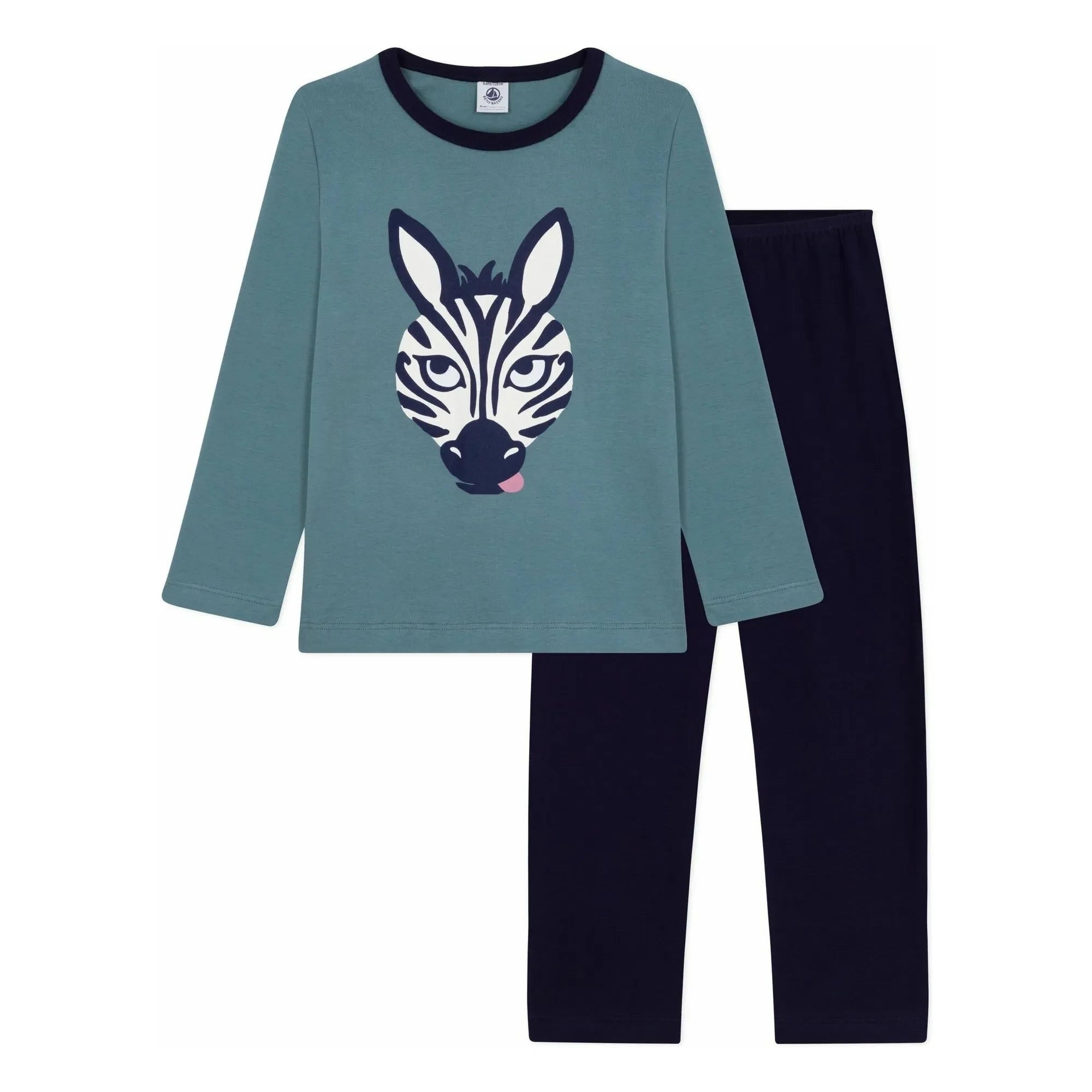 Petit Bateau - Pijama de algodón orgánico con estampado de cebra | Azul